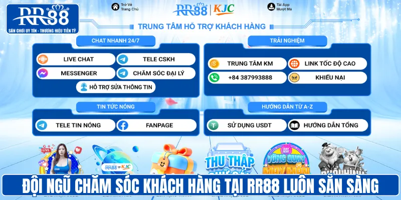 Đội ngũ chăm sóc khách hàng tại RR88 luôn sẵn sàng hỗ trợ